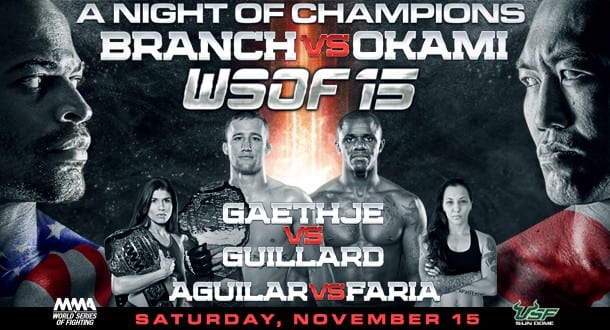 World Series of Fighting 15 Results: Branch Stops Okami 1 wsof15