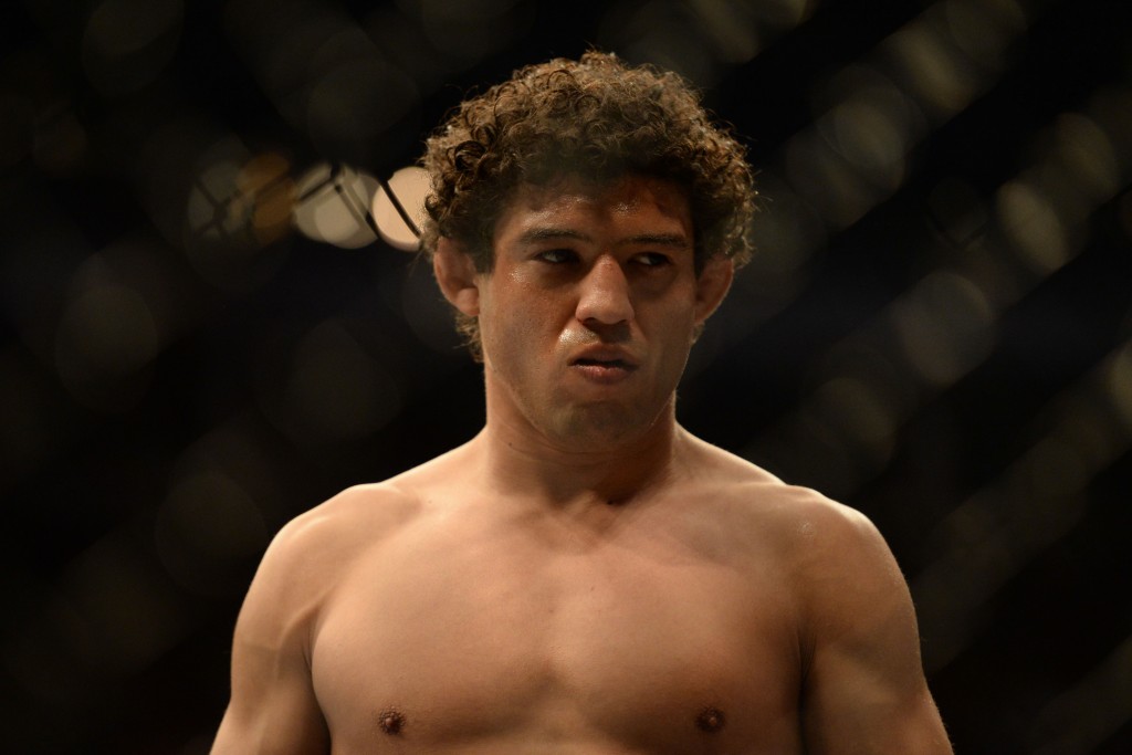 Apr 20, 2013; San Jose, CA, USA; Gilbert Melendez prepares to fight against Benson Henderson (not pictured) during the lightweight championship bout of the UFC on Fuel TV at HP Pavilion. Mandatory Credit: Kyle Terada-USA TODAY Sports