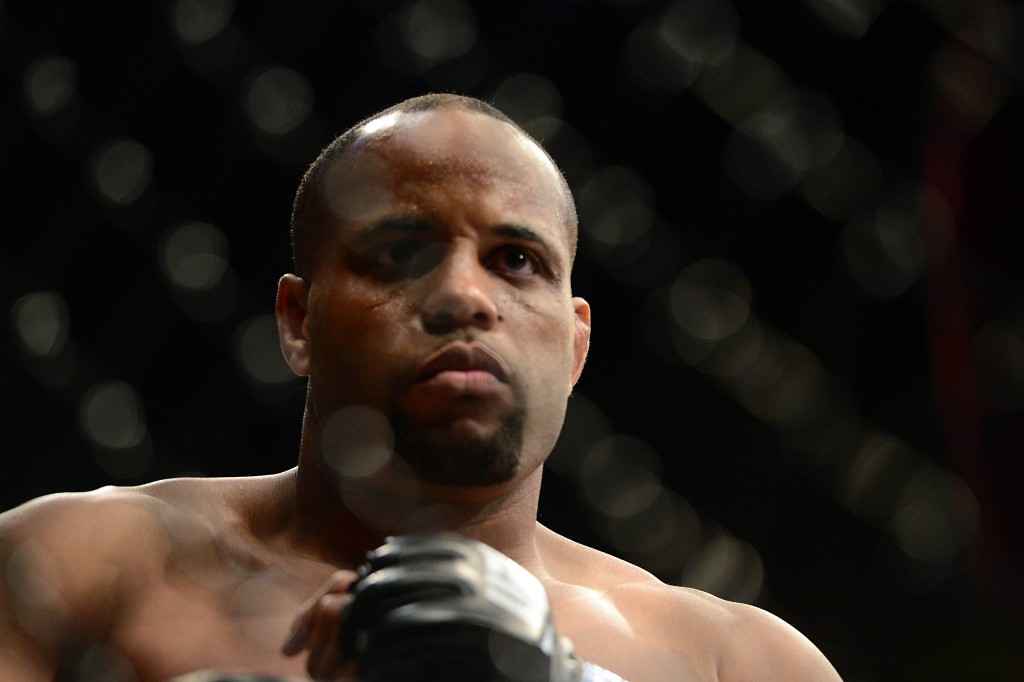 May 23, 2015; Las Vegas, NV, USA; Daniel Cormier (blue gloves) enters the arena to fight Anthony Johnson (not pictured) for the light heavyweight championship bout during UFC 187 at MGM Grand Garden Arena. Cormier won via third round TKO. Mandatory Credit: Joe Camporeale-USA TODAY Sports