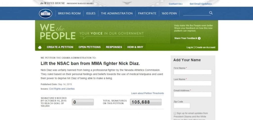 free nick diaz petition