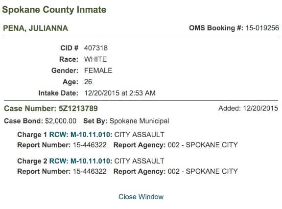 Pena arrest sheet