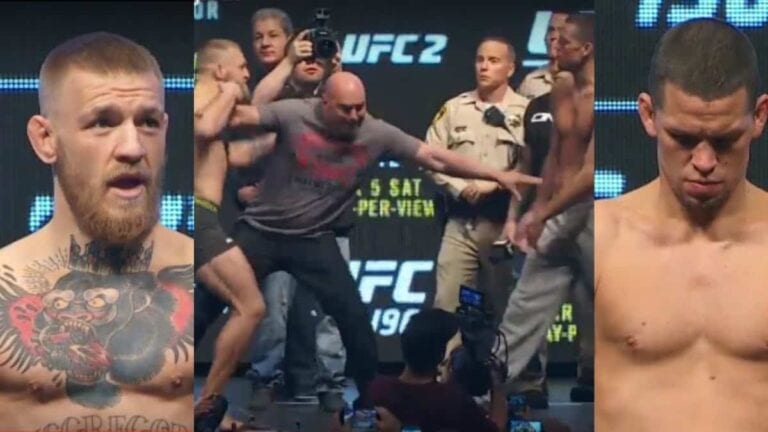 UFC 196 McGregor vs. Diaz Weigh-In Staredowns Get Heated