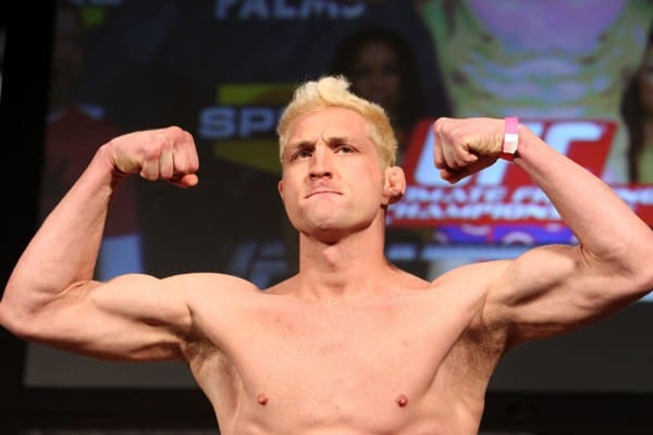 LAS VEGAS, NV - DECEMBER 02: Jason "Mayhem" Miller weighs in at the official weigh-in for The Ultimate Fighter 14 Finale at The Palms Casino Resort on December 2, 2011 in Las Vegas, Nevada. (Photo by Josh Hedges/Zuffa LLC/Zuffa LLC via Getty Images)