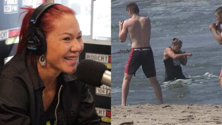 Cris Cyborg Reacts To Ronda Rousey Shadow Boxing On The Beach