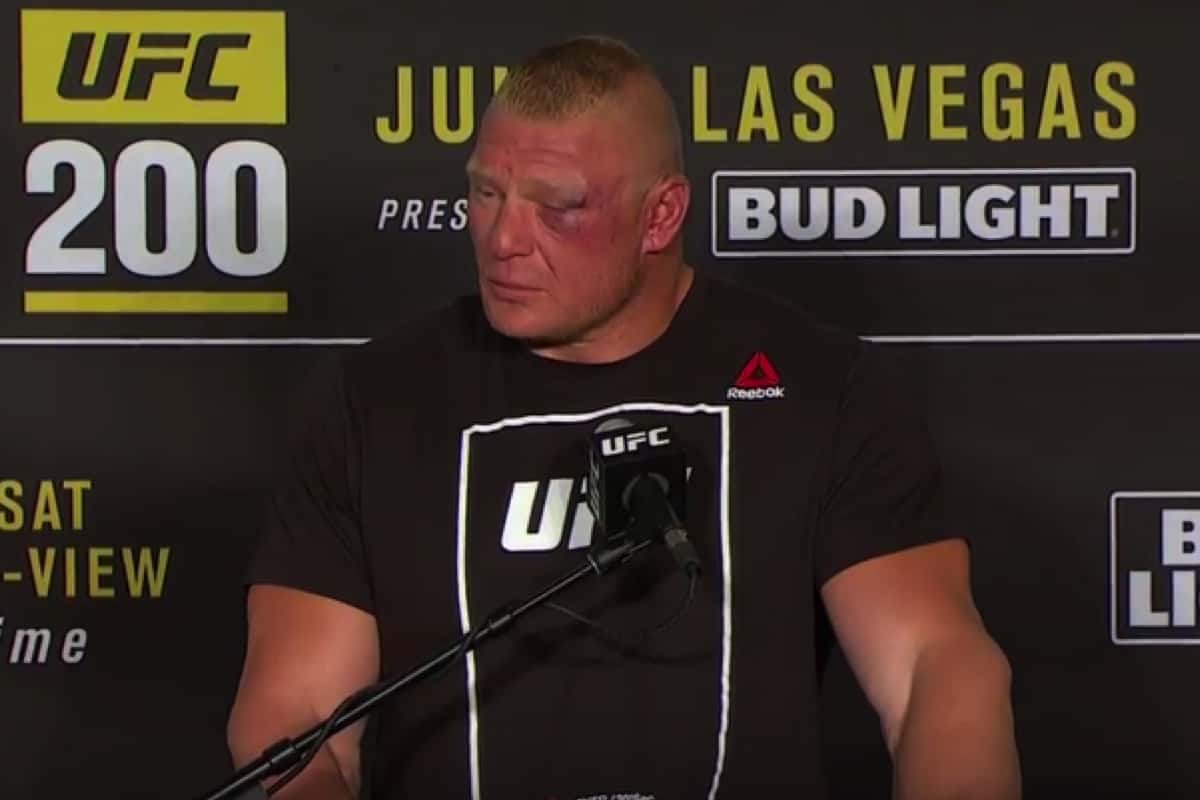 Brock Lesnar Reacts To Jon Jones' Superfight Challenge 1 BrockUFC200Presser 1