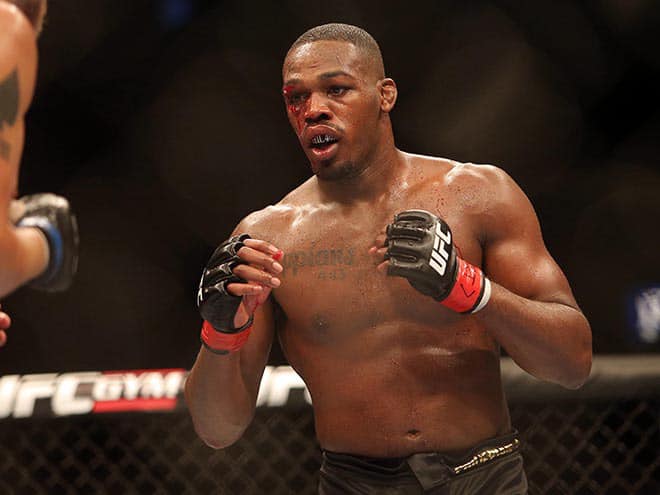 Sep 21, 2013; Toronto, Ontario, CAN; Jon Jones fights Alexander Gustafsson (left) during their light heavyweight championship bout at UFC 165 at the Air Canada Centre. Mandatory Credit: Tom Szczerbowski-USA TODAY Sports ORG XMIT: USATSI-142462 ORIG FILE ID: 20130921_jla_sx9_679.jpg