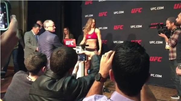 Video: Ripped Ronda Rousey Weighs In, Storms Off Stage