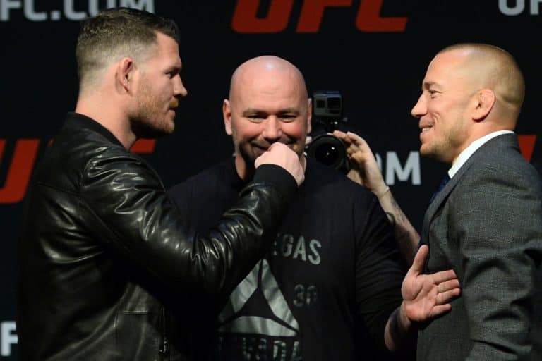 Georges St-Pierre Swings At Michael Bisping In Latest Heated Staredown