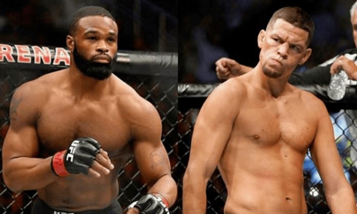 Oddsmakers Release Early Betting Lines For Nate Diaz vs. Tyron Woodley 1 Nate Diaz vs. Tyron Woodley