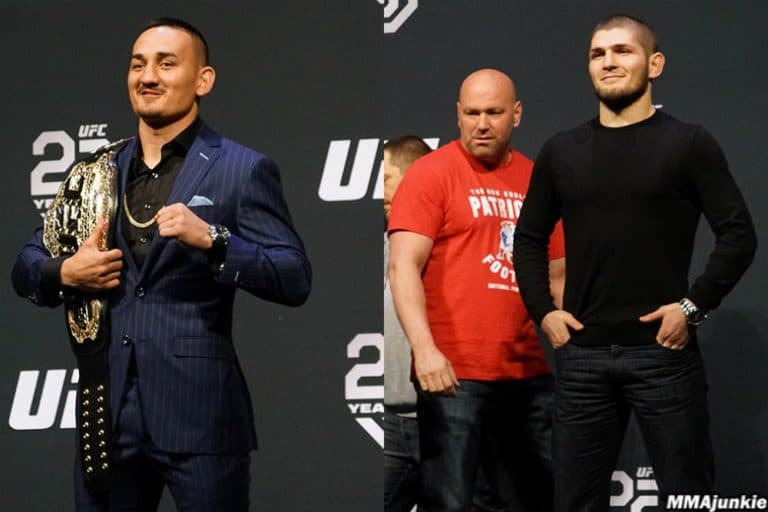 Video: Khabib & Max Holloway Engage In Boisterous UFC 223 Staredown