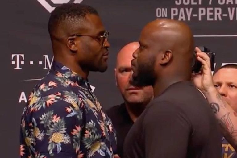 UFC 226 Faceoffs: Francis Ngannou & Derrick Lewis Engage In Awkward Staredown