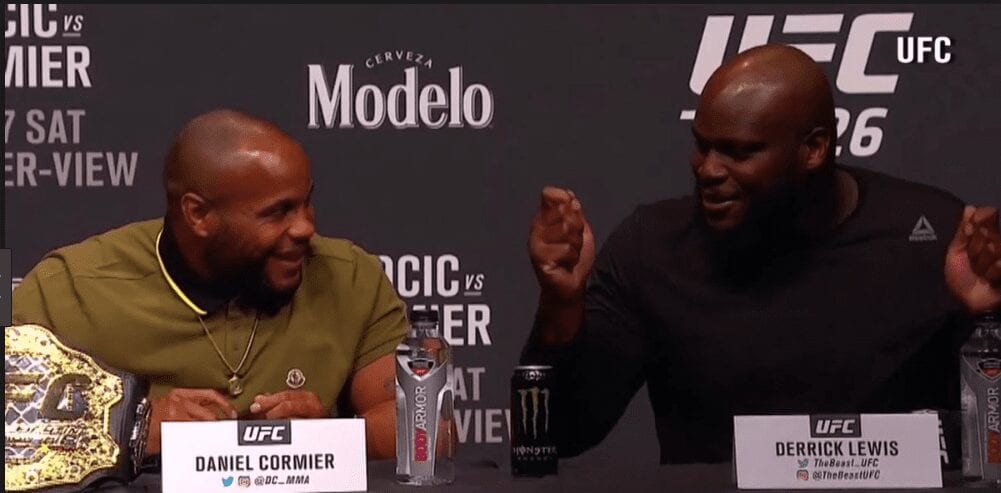 Daniel Cormier Claims Derrick Lewis Threatened To KO Him Before UFC 226 Presser 1 Lewis DC