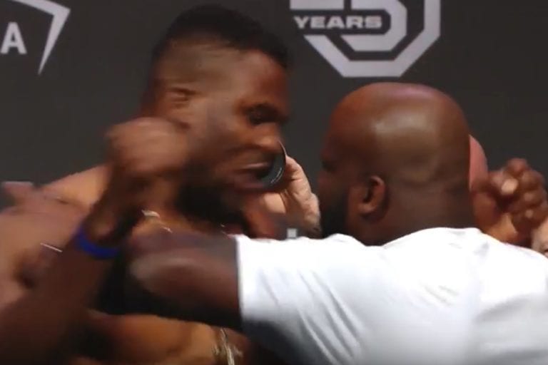 Video: Derrick Lewis Shoves Francis Ngannou At UFC 226 Weigh-In