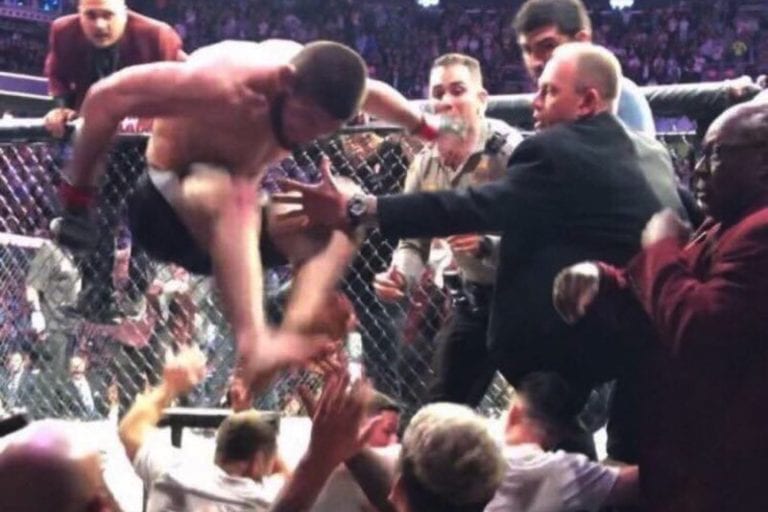 Khabib Almost Landed On Leonardo DiCaprio During UFC 229 Brawl