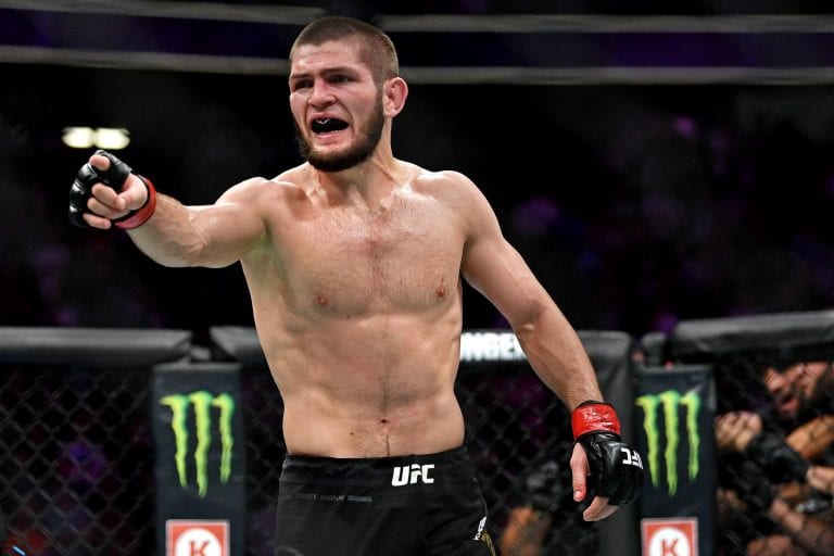 Watch: Khabib Throws Flying Kick In Chaotic UFC 229 Brawl