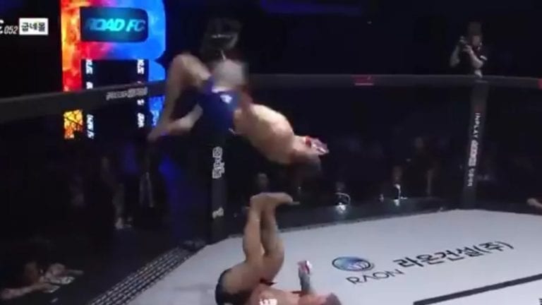 Video: Michel Pereira Attempts Moonsault Off Of Cage During Fight