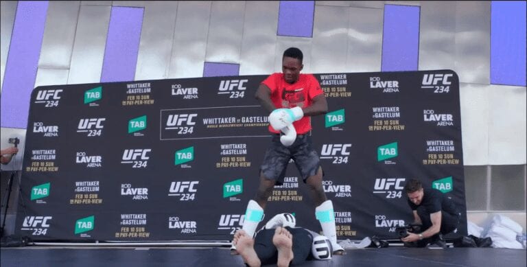 Video: Israel Adesanya Performs Wrestling Moves During Open Workout