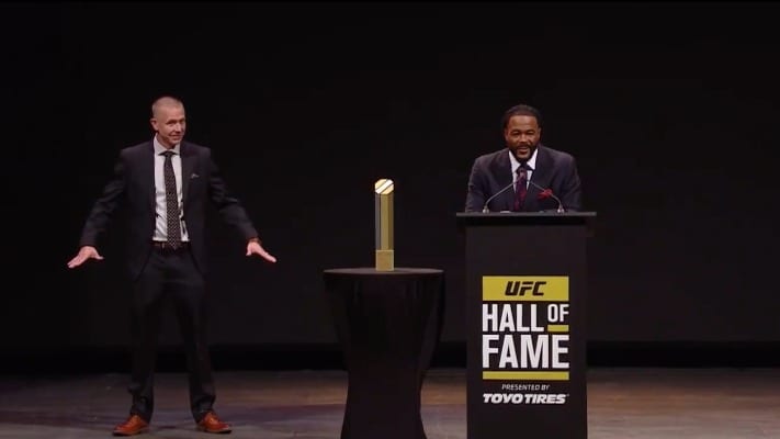Watch: Rashad Evans’ UFC Hall Of Fame Speech Interrupted By Earthquake