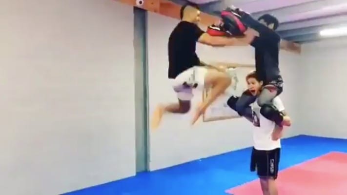 Johnny Walker Nails Ridiculous Flying Knee In Training (Video)