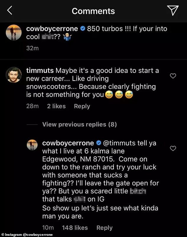 Donald Cerrone Posts His Address Online In Response To Instagram Troll 2 Cerrone comment