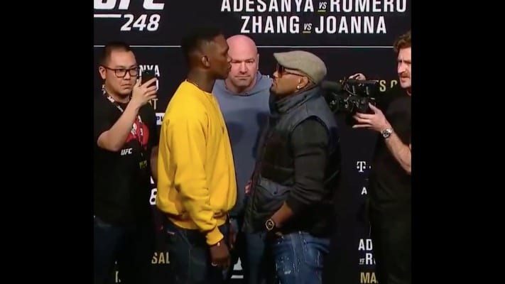 Israel Adesanya & Yoel Romero Face Off For The First Time (Video)
