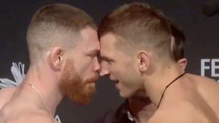 Paul Felder & Dan Hooker Intense Staredown Before UFC Auckland (Video)