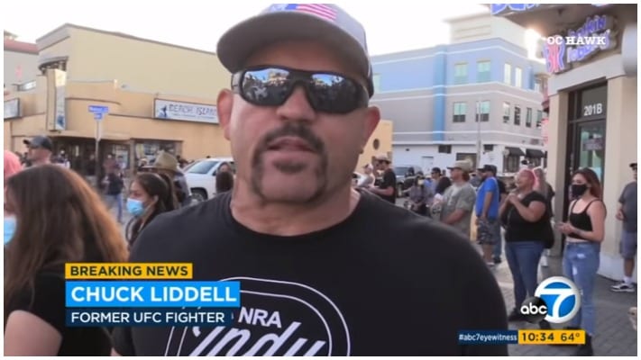 VIDEO | Chuck Liddell Tries To Ease Tensions At Huntington Beach Protest