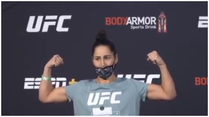 VIDEO | Jessica Eye Struggles To Stand After Missing Weight