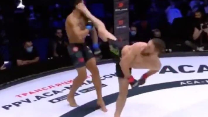 Watch Magomed Bibulatov Score Spinning Wheel Kick KO At ACA 112 (Video)