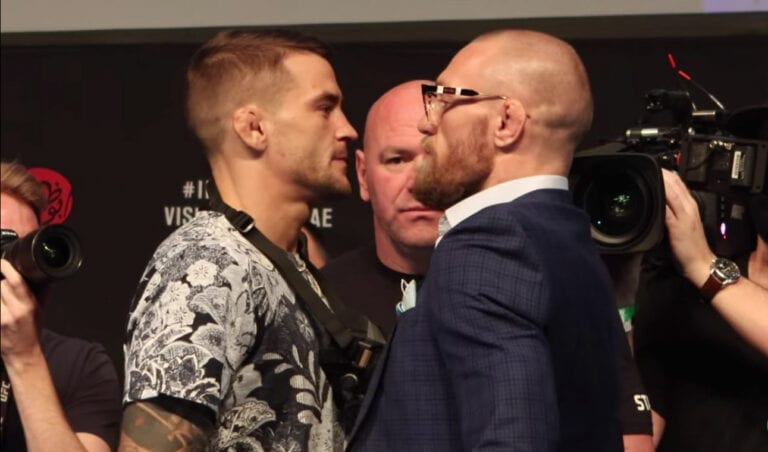 Video – Dustin Poirier, Conor McGregor Face Off At UFC 257 Press Conference