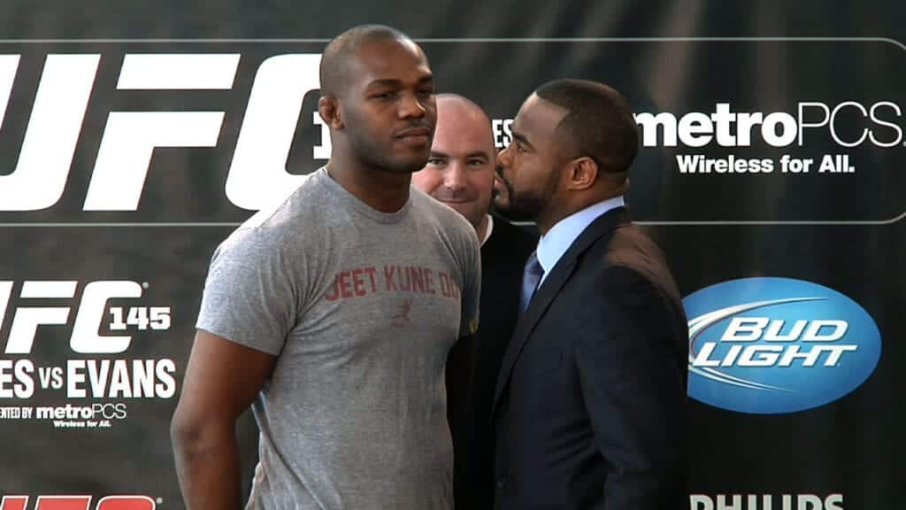 Jon Jones faces off against teammate Rashad Evans before UFC 145.