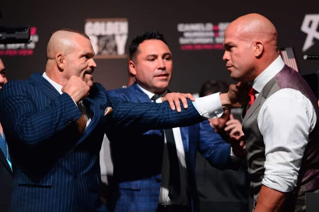 Chuck Liddell faces off with Tito Ortiz ahead of their trilogy fight.