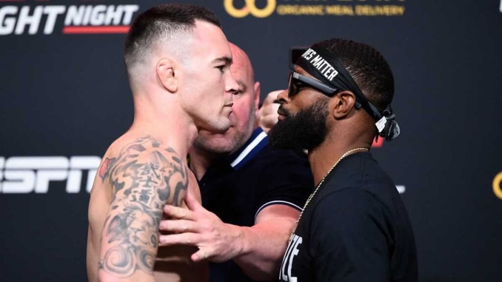 Colby Covington faces off with former teammate Tyron Woodley ahead of their fight night main event.
