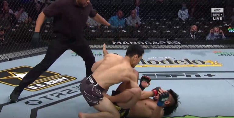 Danaa Batgerel Stops Kevin Natividad With Huge First Round Swarm – UFC 261 Highlights