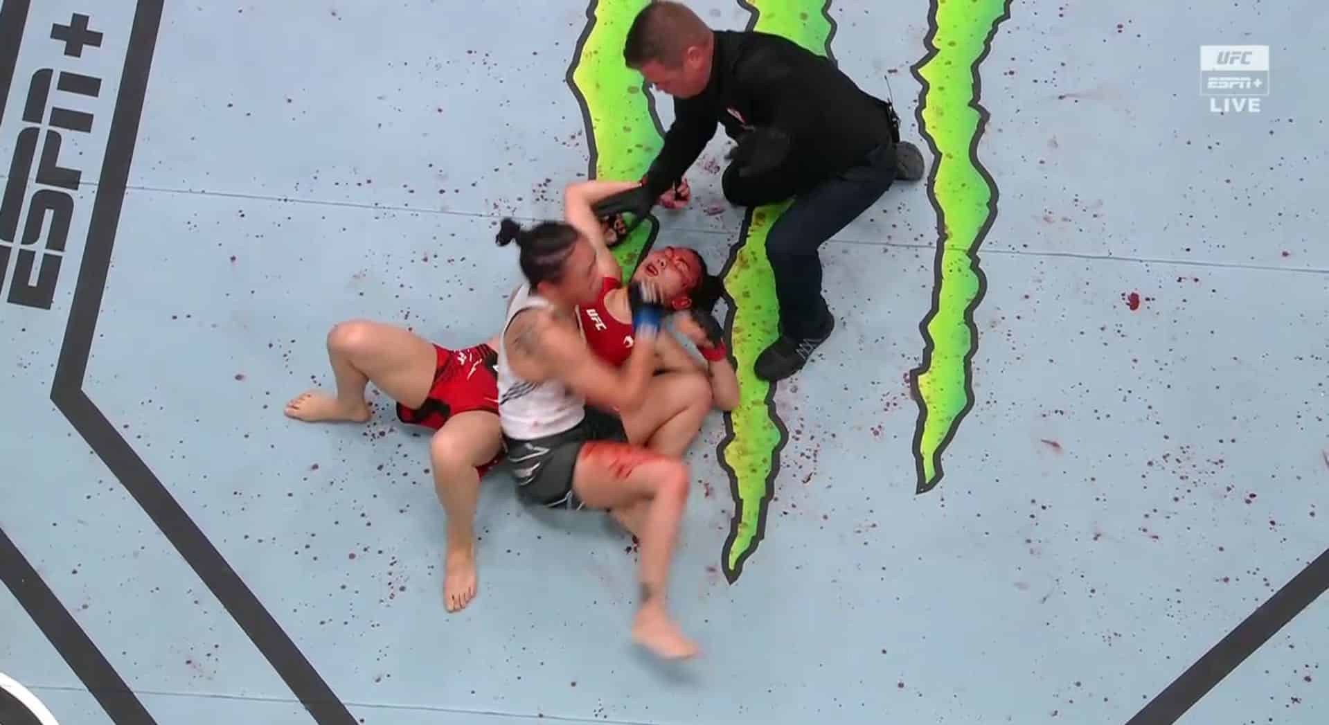Carla Esparza Bloodies Yan Xiaonan To Score Second Round Finish - UFC Vegas 27 Highlights 1 Esparza