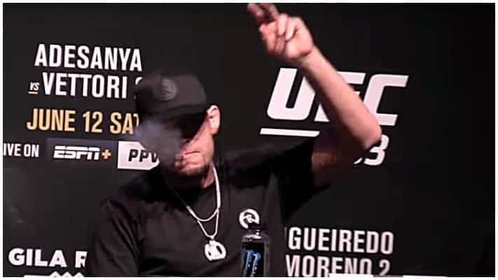 VIDEO | Nate Diaz Smokes Weed At The UFC 263 Press Conference