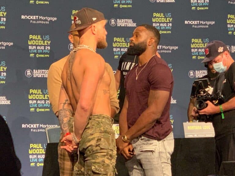 Team Jake Paul Insult Momma Woodley, Tyron Woodley Involved In Altercation At Press Conference