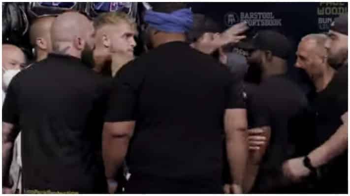 VIDEO | Jake Paul Tries To Steal Tyron Woodley’s Hat At Final Face Off