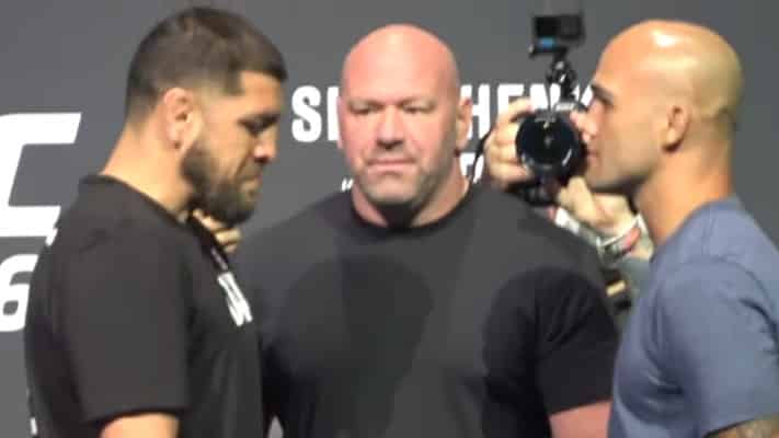 Nick Diaz Faces Off with Robbie Lawler Ahead of UFC Return at UFC 266