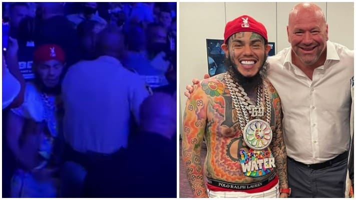 6ix9ine Gets Into An Altercation With Drink Throwing Fan At UFC 266
