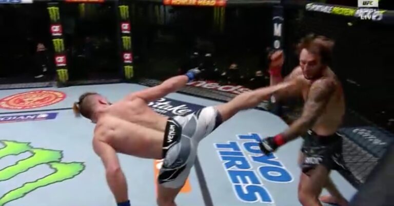 Rafael Fiziev Stops Brad Riddell With Wheel Kick Knockout – UFC Vegas 44 Highlights