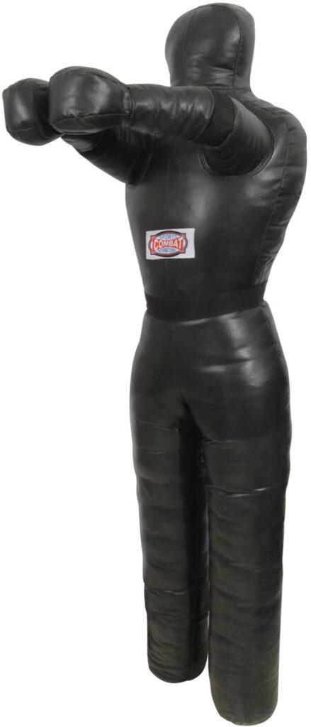 QMUK Leather MMA Grappling Dummy Fighting Position with three straps 47" 