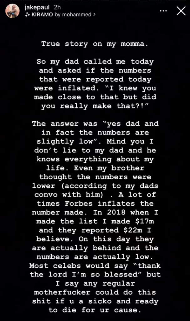 Jake Paul Reveals He Has Made Over $40 Million Competing in Boxing in 2021 2 Jake Paul screenshot