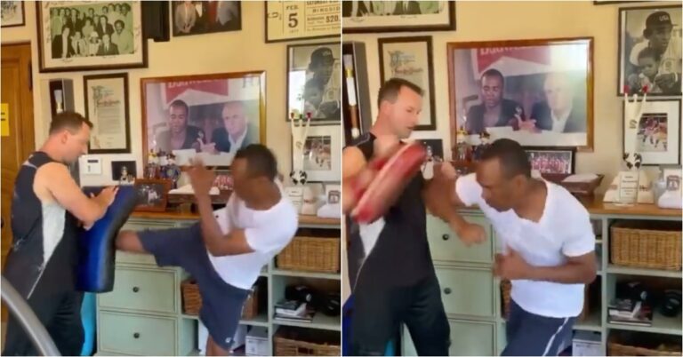 VIDEO | Sugar Ray Leonard Drills Kickboxing Combinations At 65 Years Of Age