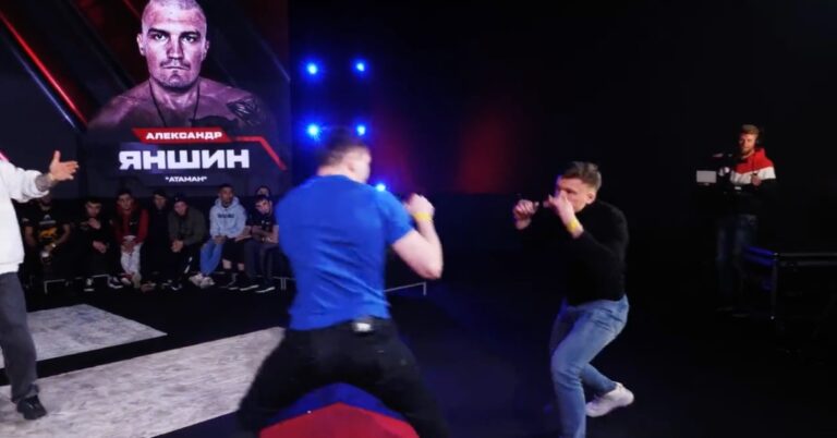 VIDEO | Hardcore FC Fighter Drop-Kicks Opponent During Press Conference Scuffle