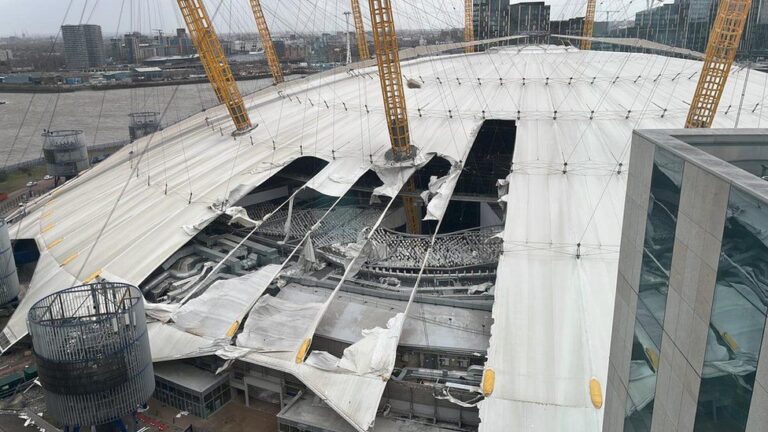 Storm Causes Serious Damage To The O2 Arena Roof Ahead Of UFC London