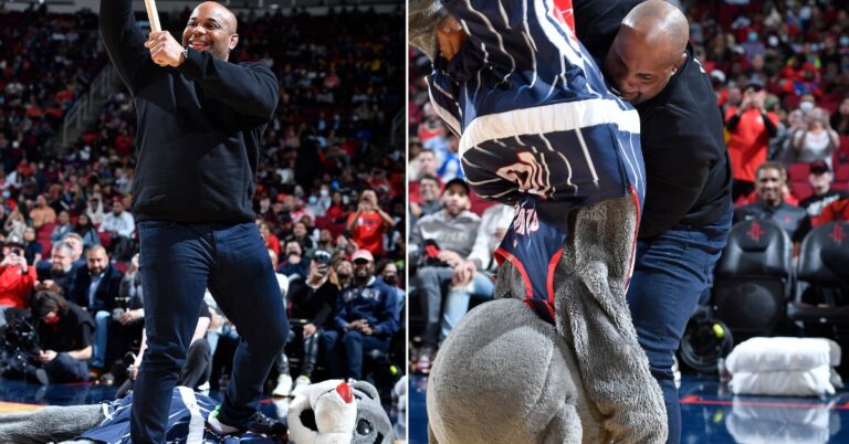 Daniel Cormier Body Slams Bear Mascot At Rockets – Raptors NBA Game