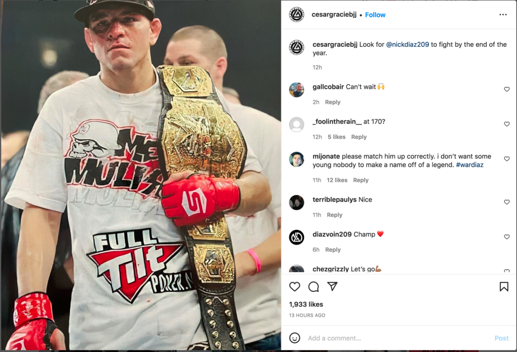 Cesar Gracie Hints At UFC Return For Nick Diaz By The End Of The Year 2 Screen Shot 2022 04 11 at 6.22.23 AM