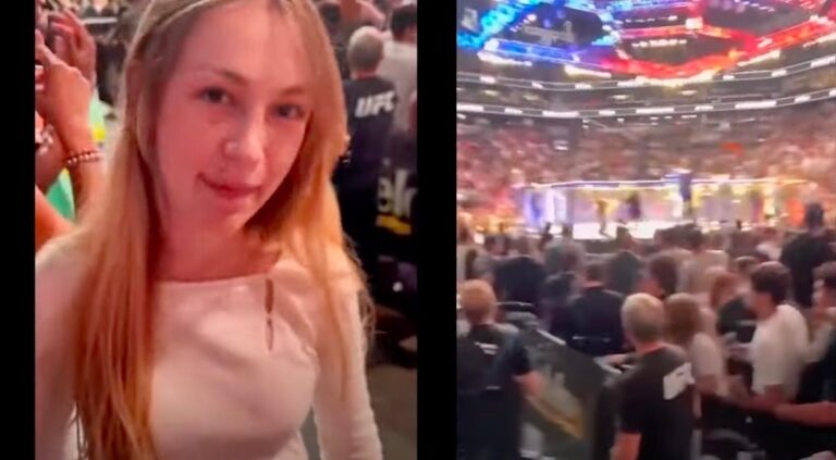 VIDEO: Woman Gets Thrown While Trying To Rush The Cage At UFC 274