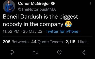 Conor McGregor Trashes 'Biggest Nobody' Beneil Dariush In Deleted Twitter Tirade 2 conor mcgregor tweet